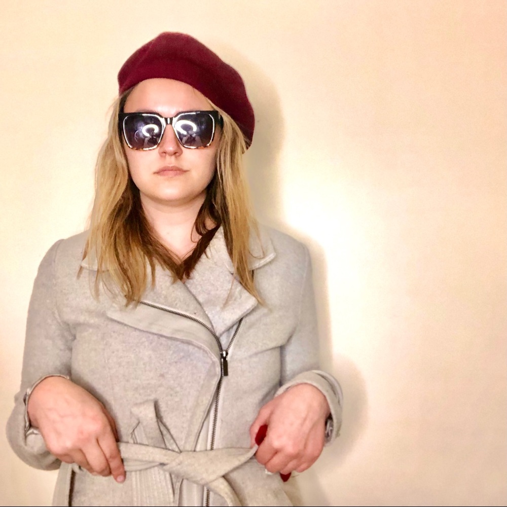 Maroon Raseberry Bedazzled French Beret Hat